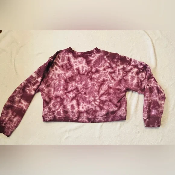 Royce Women's Pink Tie-Dye Long Sleeve Sweatshirts Crop Top Size Medium EUC - Picture 7 of 8